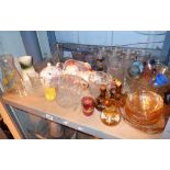 Shelf of glassware and pottery