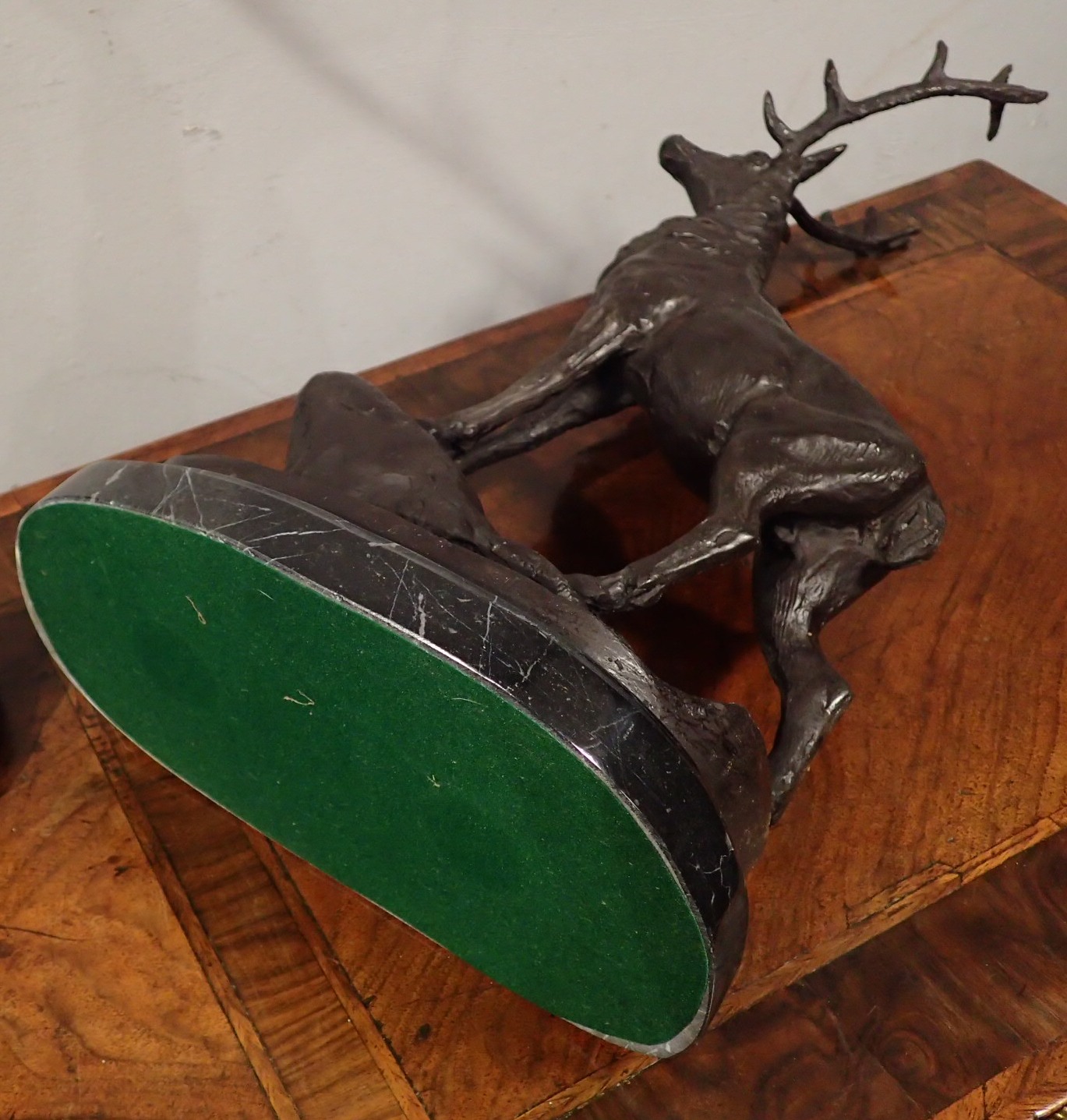 Pair of bronze stags on marble bases H: - Image 7 of 7