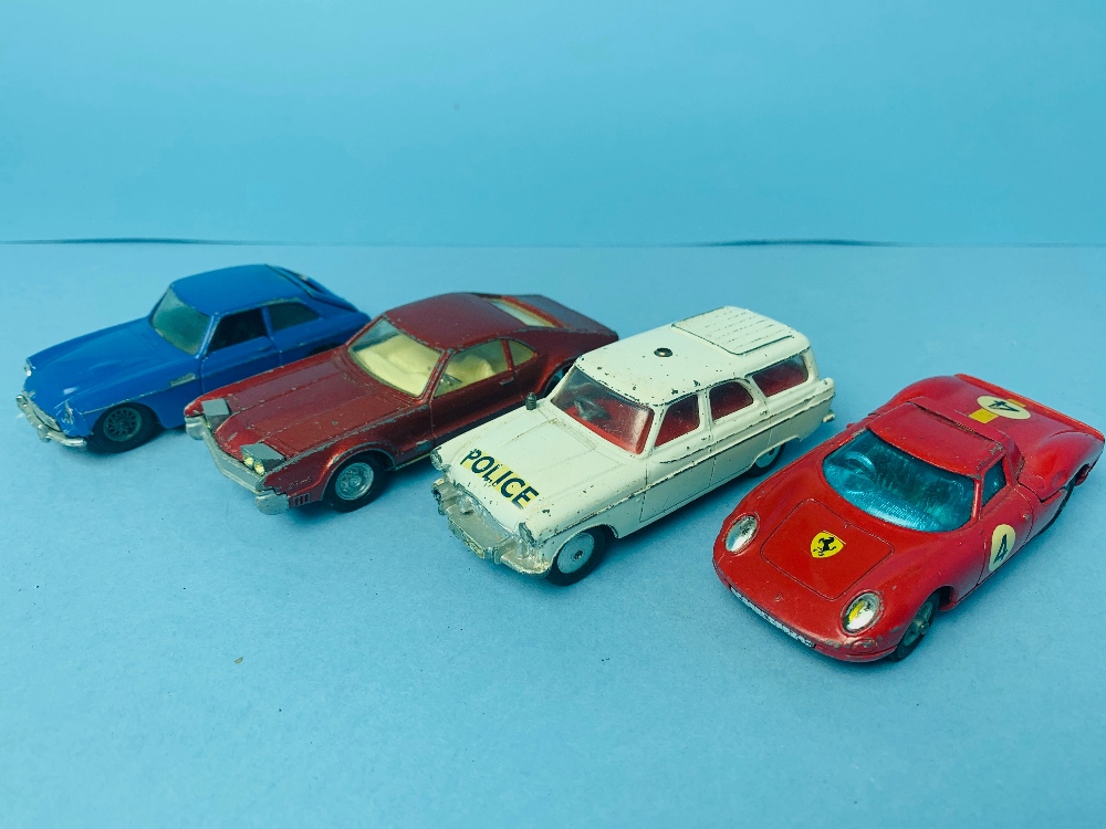 4x Corgi Toys Diecast Cars to include: Ferrari Berlinetta, Ford Zephyr,