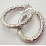 9ct white gold hoop earrings CONDITION REPORT: Approximate size = 2 cm drop.