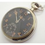 Vintage chromium black face luminous numeral Ingersoll Waterbury pocket watch