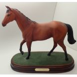 Beswick matte horse Red Rum in wooden plinth