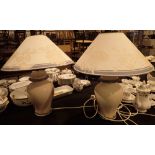 Pair of John Lewis ceramic based table lamps with shades CONDITION REPORT: All