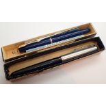 Boxed Parker Slimfold fountain pen with 14ct gold nib and a further boxed Parker fountain pen