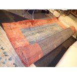 Large Iranian orange and blue ground thick woolen rug L: 360 cm CONDITION REPORT: