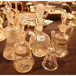 Four lidded glass pouring decanters a crystal footed bowl and other glassware CONDITION