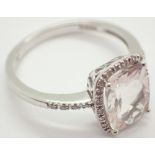 9ct white gold morganite and diamond ring size S RRP £1000.00 3.
