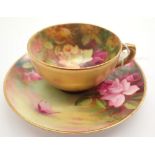 Royal Worcester miniature porcelain Demitasse cup and saucer with date mark for 1918 both the cup