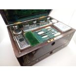 William IV 1834 gentlemans vanity case with William IV hallmarked silver topped boxes and jars