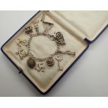 925 silver charm bracelet with eleven charms