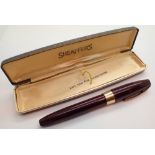 Sheaffer PFM III snorkel fill fountain pen in burgundy in original box and papers