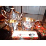 Victorian silver plated three piece tea set