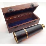Boxed brass leather telescope