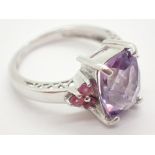 9ct white gold fancy amethyst ring size I 3.
