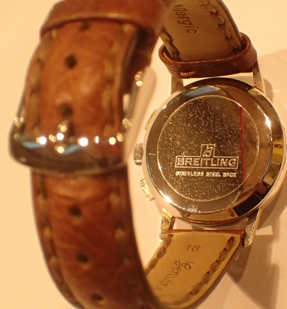Gents Breitling vintage Top Time chronograph wristwatch recently serviced silver dial and brown - Image 2 of 3