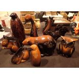 Quantity of brown ceramic animals made in England