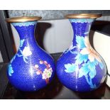 Two Oriental cloisonne floral vases