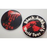 Two 1970s Black Sabbath pin badges