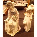 Two Lladro figurines Gone Fishing and Hooded Girl