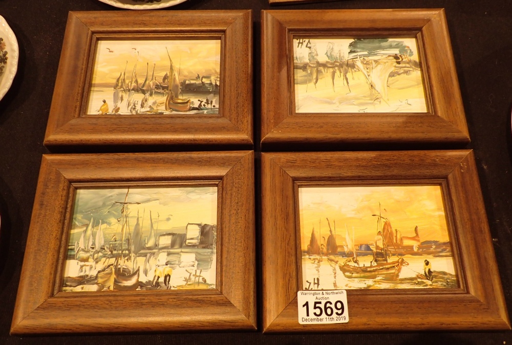 Four framed Jose Maria Fernandez Montes oils on board 10 x 6 cm