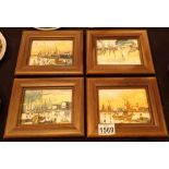Four framed Jose Maria Fernandez Montes oils on board 10 x 6 cm