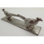 French white metal knife rest with a pair of pheasants