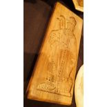 Flemish wooden gingerbread mould of Saint Nicholas with brass plaque to rear