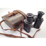 Leather cased extra power vintage binoculars