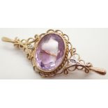 9ct gold amethyst set fancy brooch 6.