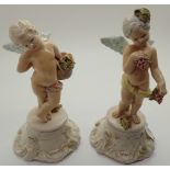 Two ceramic putti figurines Italian Bassano H: 12 cm ( see condition report ) CONDITION