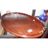 Hardwood butlers tray with brass handles
