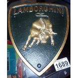 Cast iron Lamborghini sign H: 24 cm