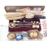 Box of Victorian and Edwardian hat pins