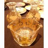 Pair of Victorian gilt painted water jugs and a matching ice bucket