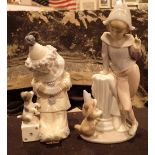 Two Lladro Clown figurines tallest H: 15 cm