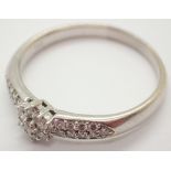 18ct gold white gold fancy diamond cluster ring size U 4.