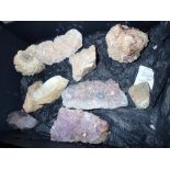 Collection of semi precious crystal samples including amethyst