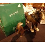 Beswick shire horse and boxed otter