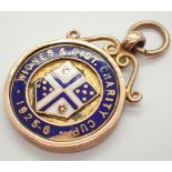 Two enamelled 9ct gold fob for Widnes 1926 and 1931 14.