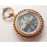 18ct yellow gold mounted compass fob total weight 14.