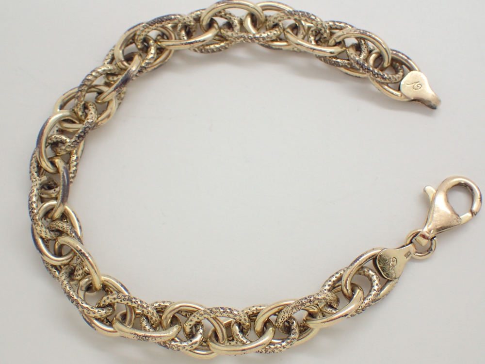 Sterling silver gold plated double link fancy bracelet fully hallmarked