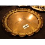 Joseph Sankey Arts and Crafts fluted copper tray with Neptune mark D: 29 cm