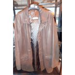 Gents Laurier Rome brown leather coat size XL