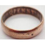 Copper polished ring made from a penny One Penny 1901 visible on the inside size R 2.