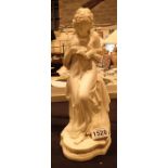 Alabaster figurine of a maiden reading a book H: 35 cm