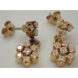 9ct gold fancy diamond drop earrings fully hallmarked to posts