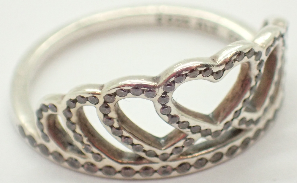Genuine Pandora boxed silver tiara ring size 52 / L