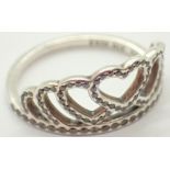 Genuine Pandora boxed silver tiara ring size 52 / L