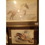 Two framed and glazed signed Vic Mitchell limited edition prints Night Nurse Jonjo ONeill 27 / 30