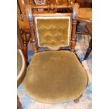 Small carved walnut upholstered chair